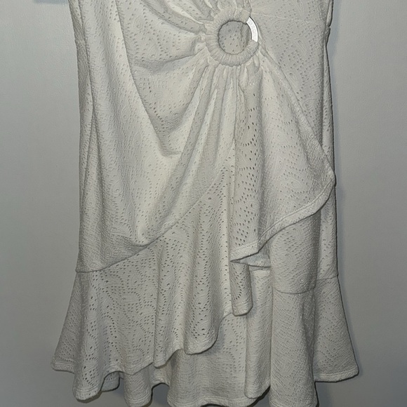 MICHAEL Michael Kors Flutter White Eyelet Wrap Mini Dress Women’s L Large - Picture 5 of 9